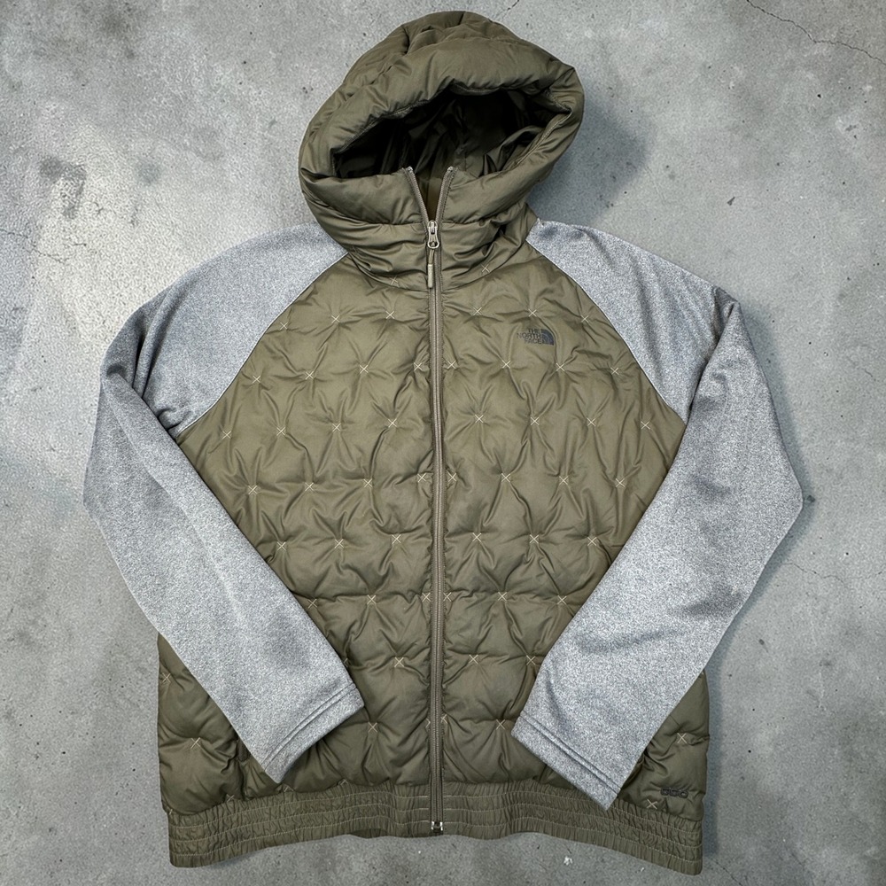 The North Face Mashup Quilted 550 Down Jacket Womens XL Green‎ Hooded Puffer